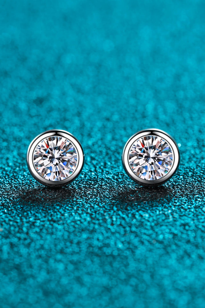 Moissanite Round-Shaped Stud Earrings Silver One Size