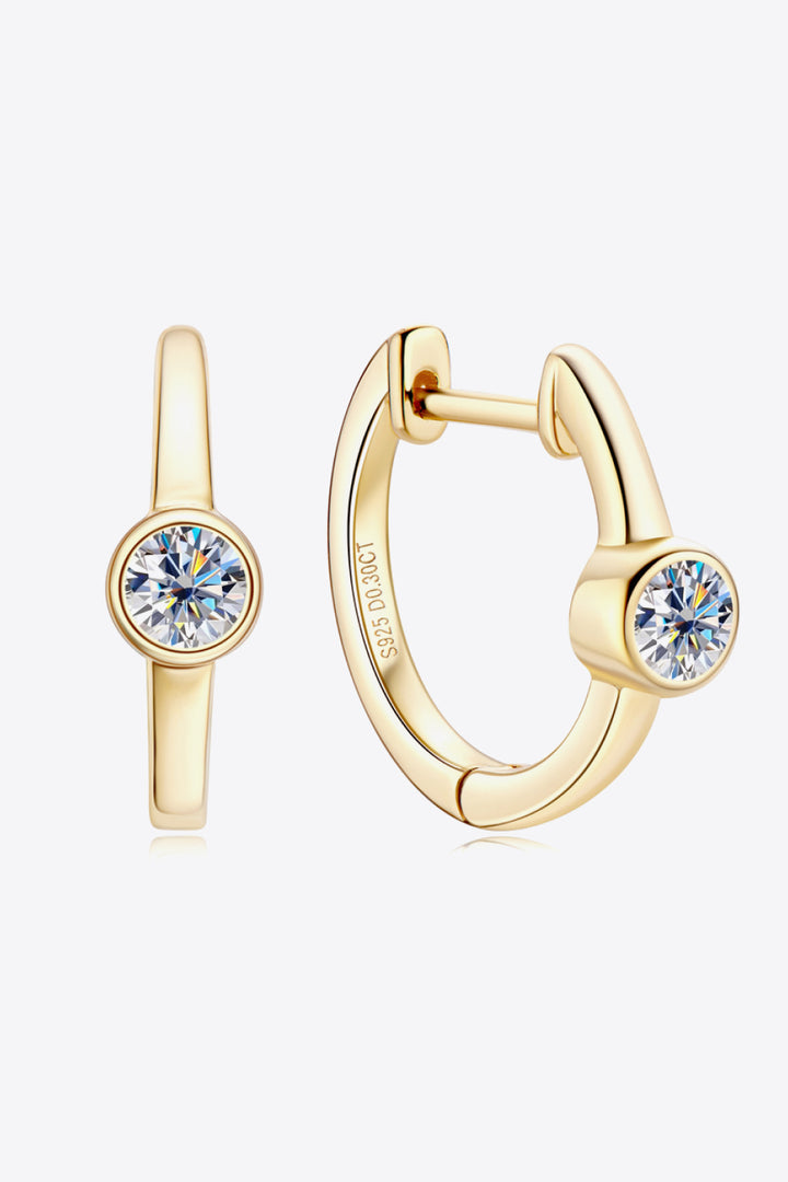 18k Gold-Plated Inlaid Moissanite Huggie Earrings Gold