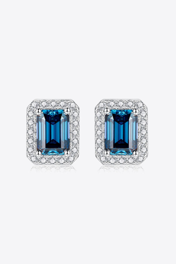 2 Carat Moissanite Stud Earrings in Indigo Indigo