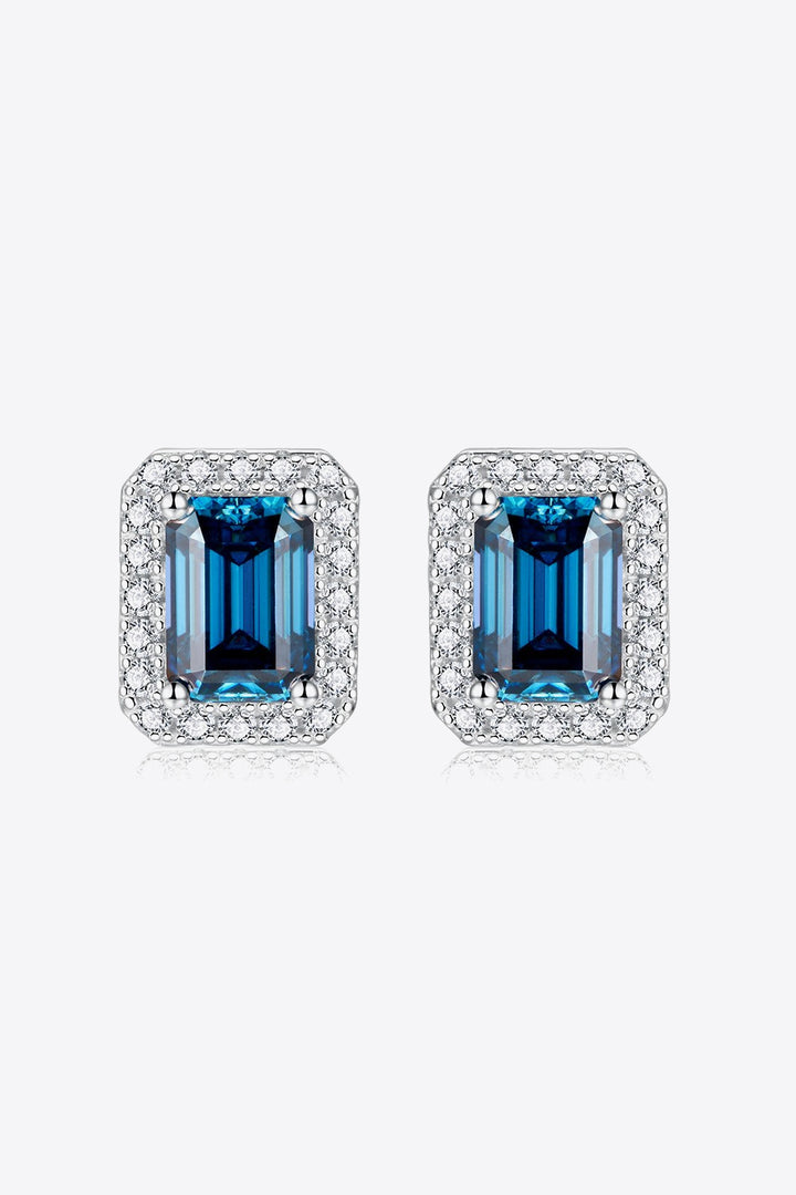 2 Carat Moissanite Stud Earrings in Indigo Indigo