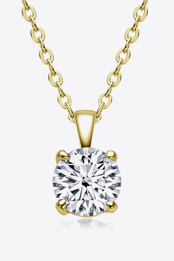 925 Sterling Silver 1 Carat Moissanite Chain-Link Necklace Gold