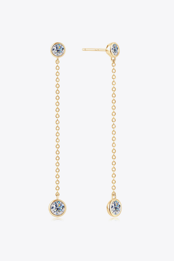 Moissanite Chain Earrings Gold One Size