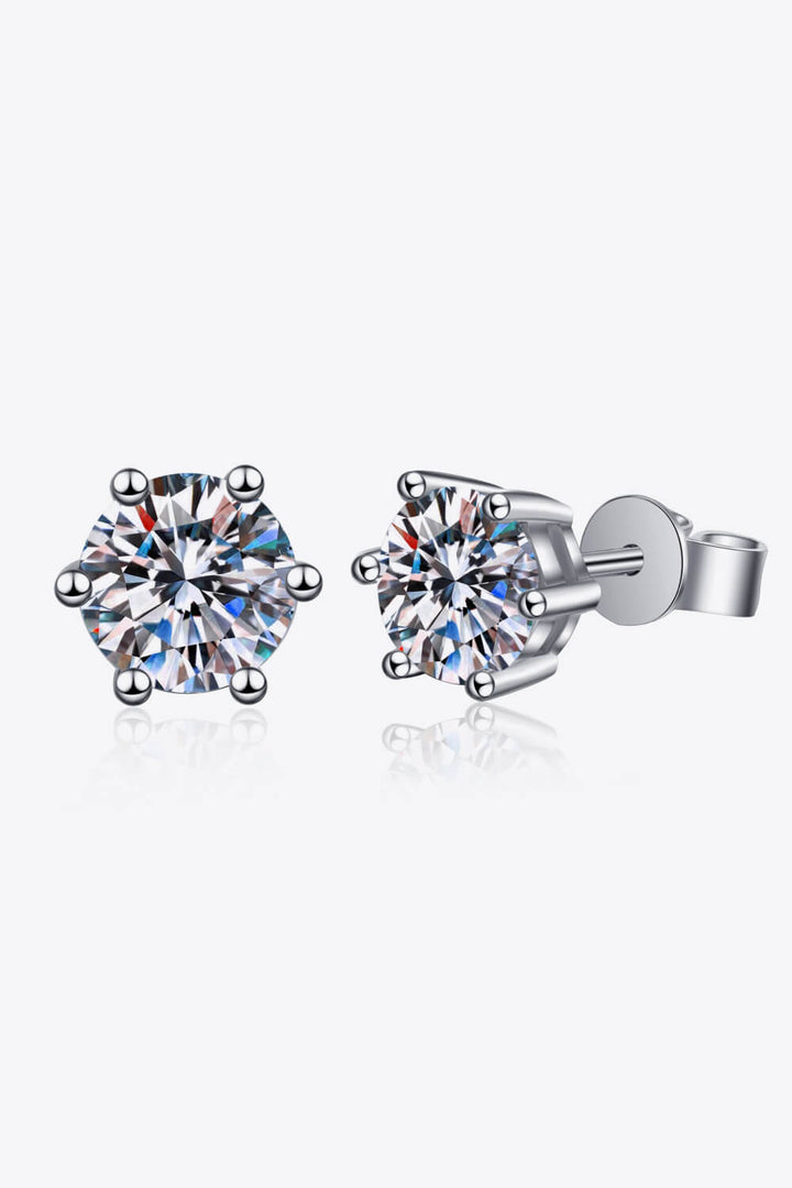 Moissanite Stud Earrings Silver One Size