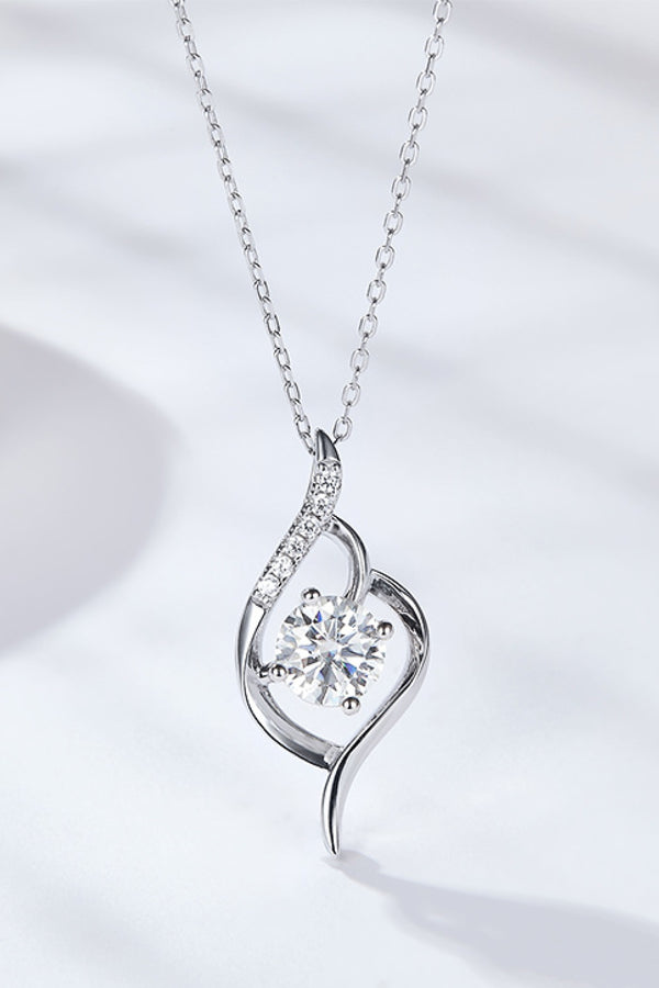 Platinum-Plated 1 Carat Moissanite Pendant Necklace Silver One Size