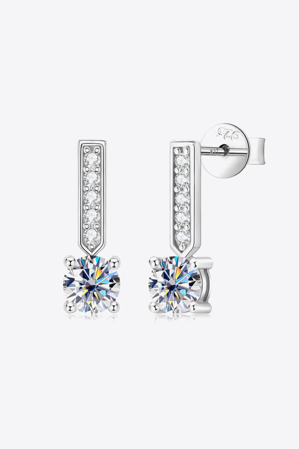 Moissanite and Zircon 925 Sterling Silver Drop Earrings Silver One Size