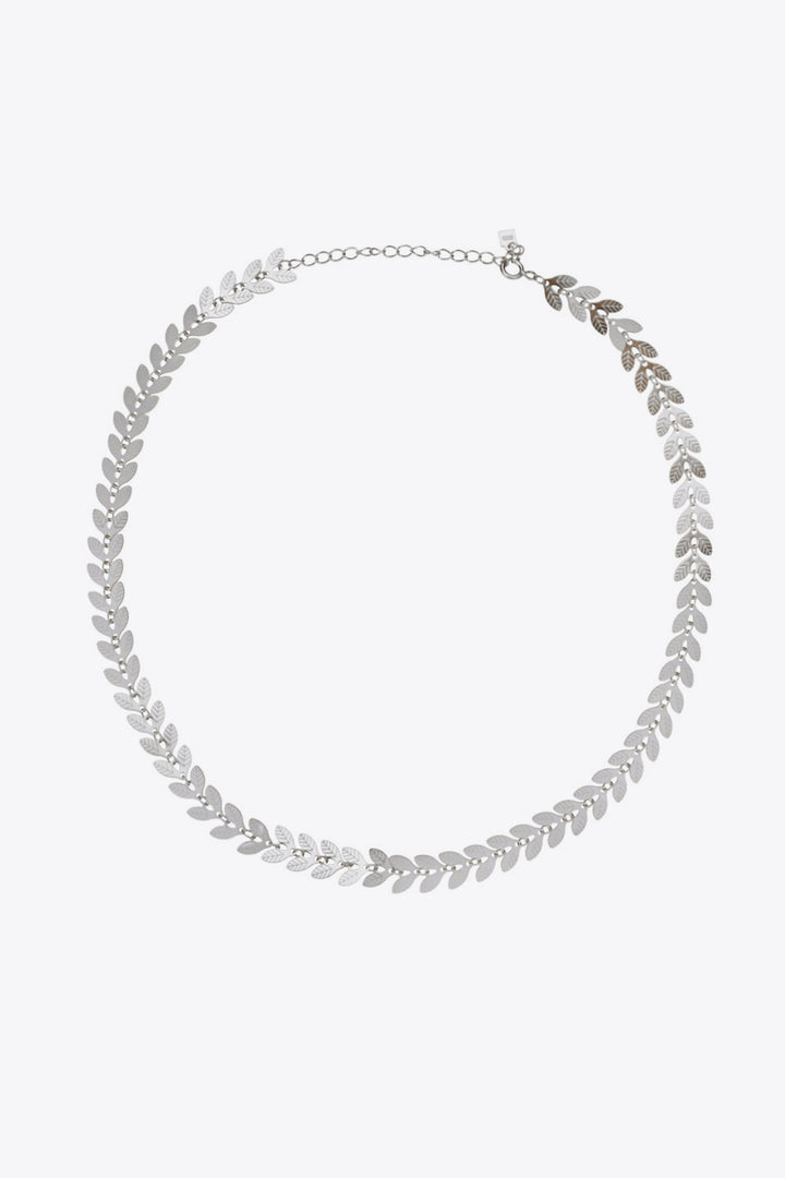 925 Sterling Silver Leaf Necklace Silver