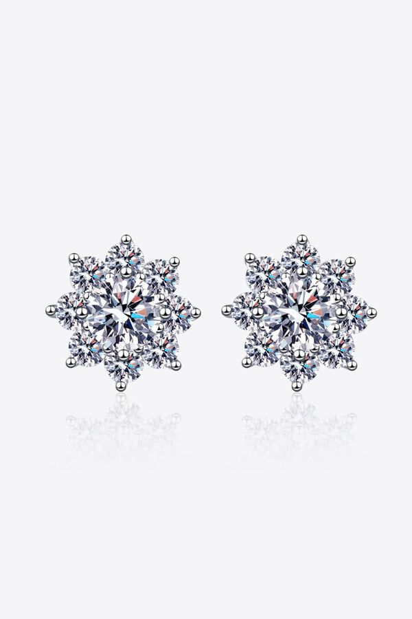 1 Carat Moissanite 925 Sterling Silver Flower Earrings