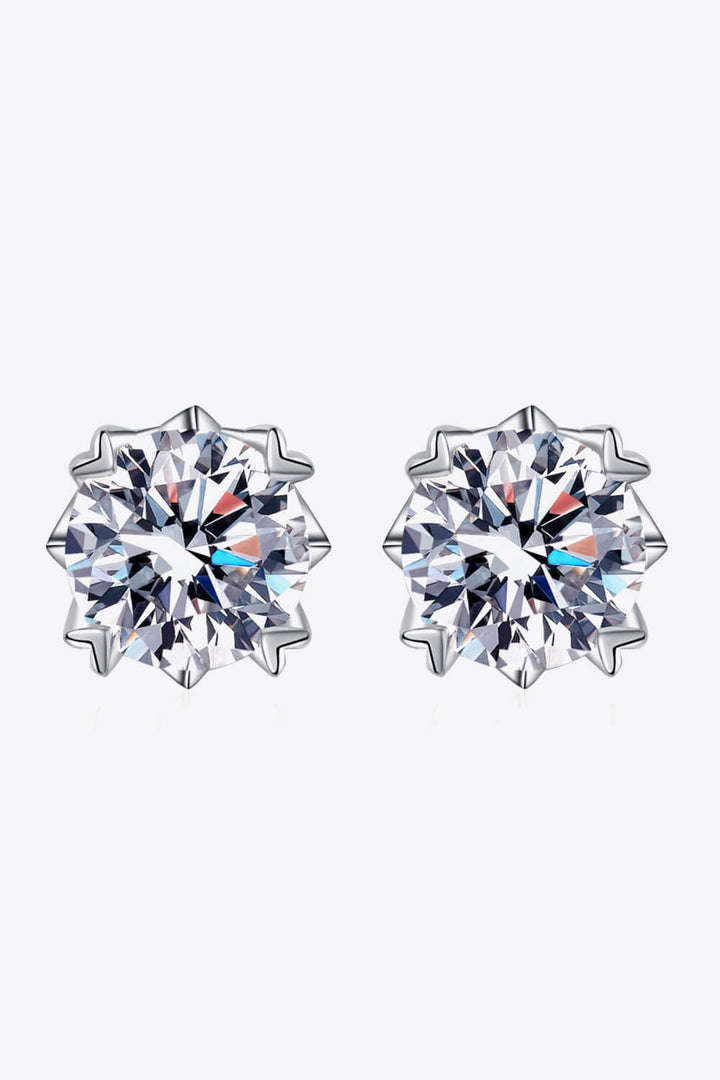 925 Sterling Silver 4 Carat Moissanite Stud Earrings Silver