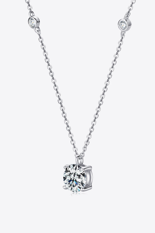 2 Carat Moissanite 4-Prong 925 Sterling Silver Necklace Silver