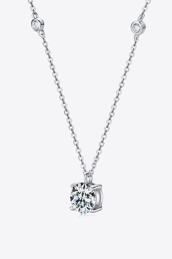 2 Carat Moissanite 4-Prong 925 Sterling Silver Necklace Silver