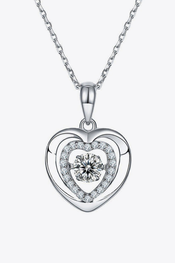 Moissanite Heart Pendant Necklace Silver One Size