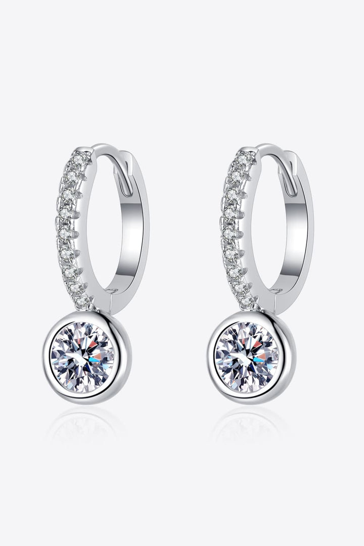 1 Carat Moissanite Rhodium-Plated Drop Earrings Silver