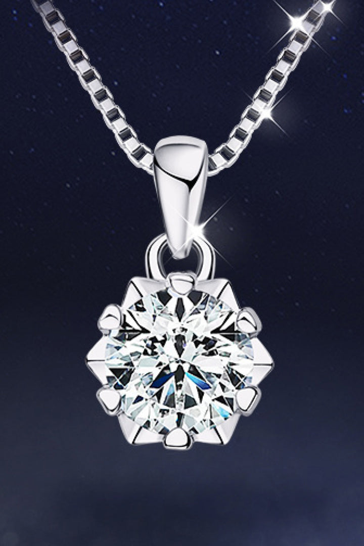 1 Carat Moissanite Pendant Platinum-Plated Necklace Silver