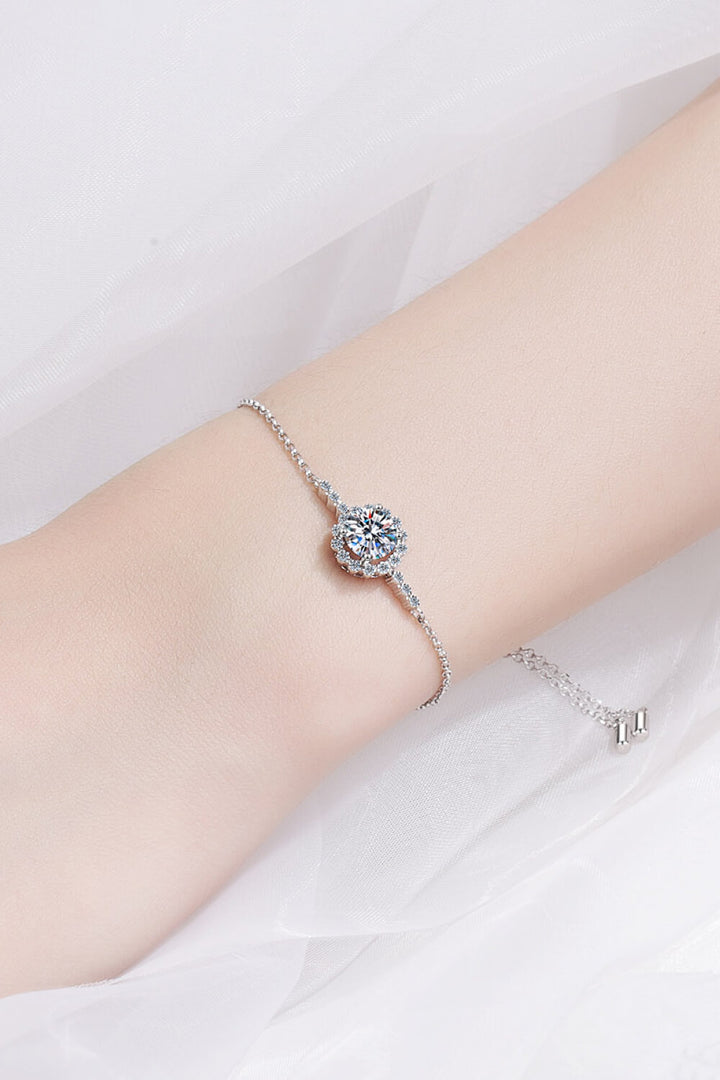 1 Carat Moissanite Chain Bracelet Silver