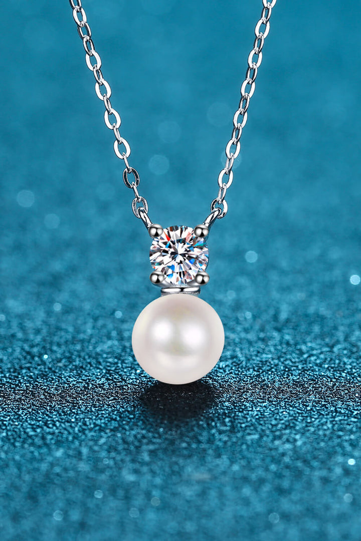 925 Sterling Silver Freshwater Pearl Moissanite Necklace Silver Pearl