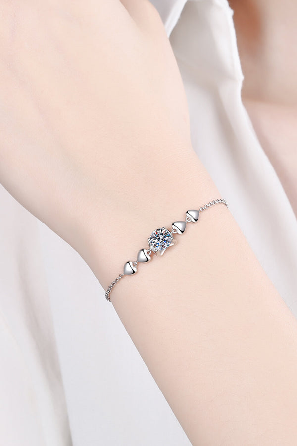 1 Carat Moissanite Heart Bracelet Silver