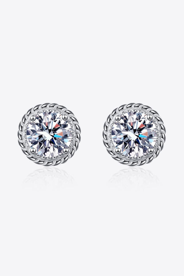 2 Carat Moissanite 925 Sterling Silver Stud Earrings Silver