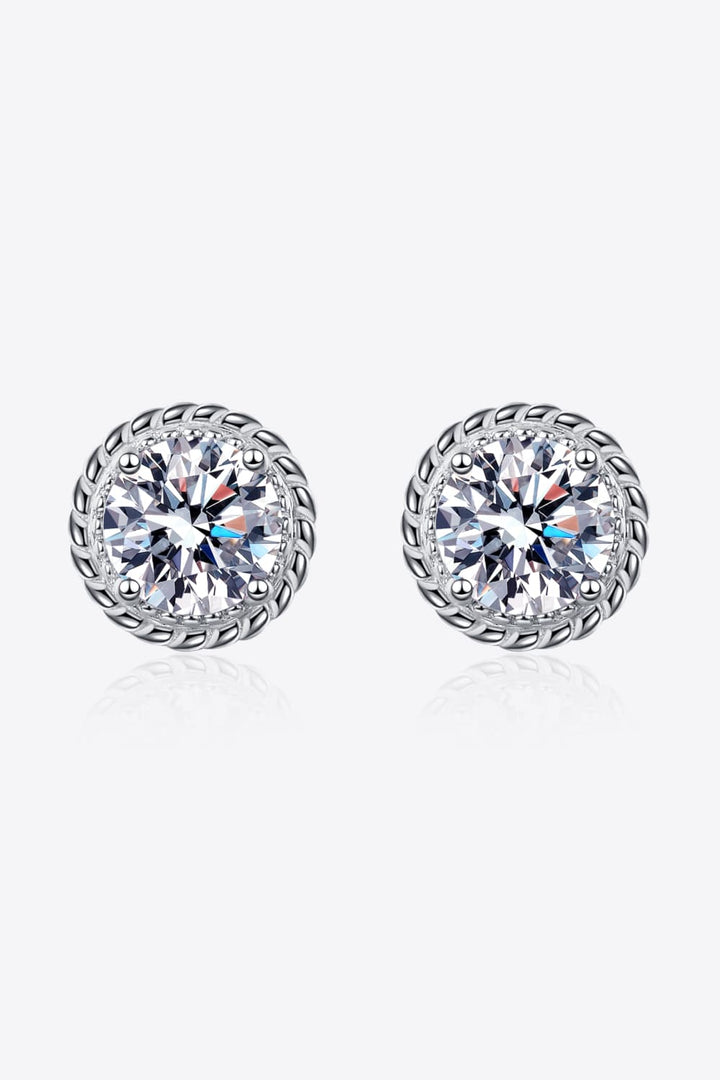 2 Carat Moissanite 925 Sterling Silver Stud Earrings Silver