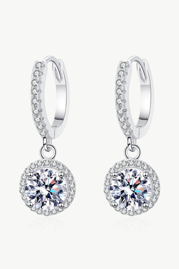 Moissanite Round-Shaped Drop Earrings Silver One Size