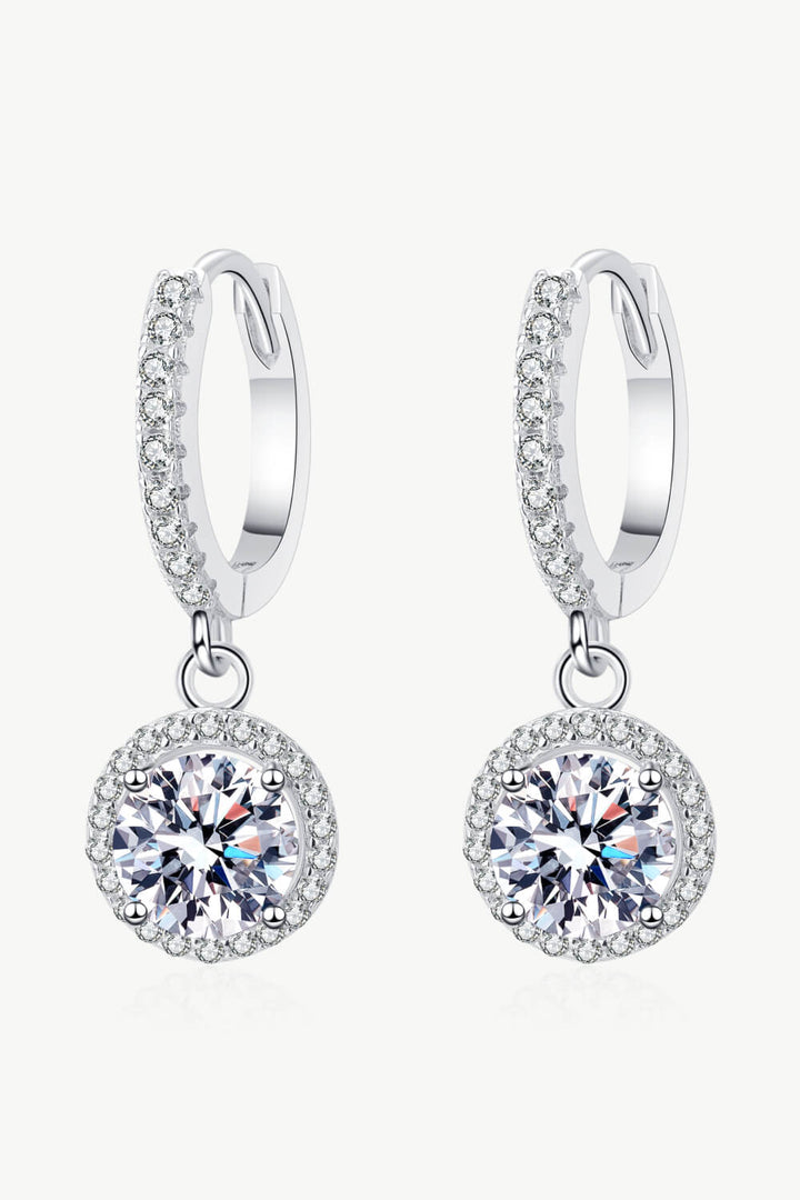 Moissanite Round-Shaped Drop Earrings Silver One Size