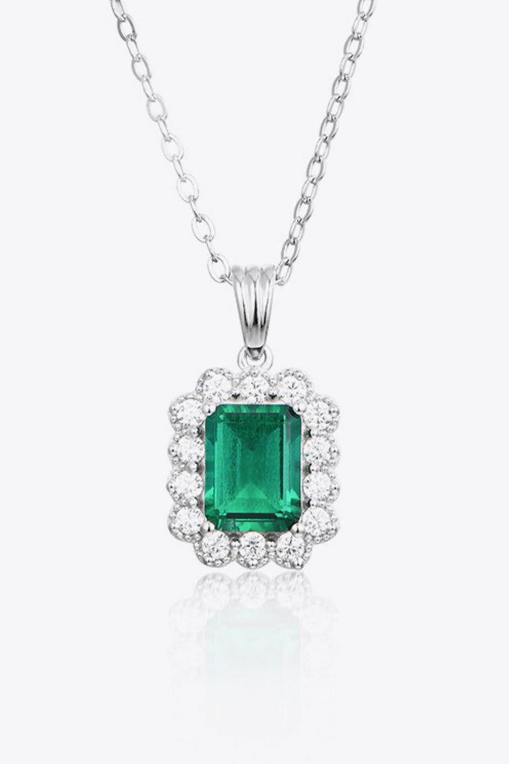 1.5 Carat Lab-Grown Emerald Pendant 925 Sterling Silver Necklace Mid Green