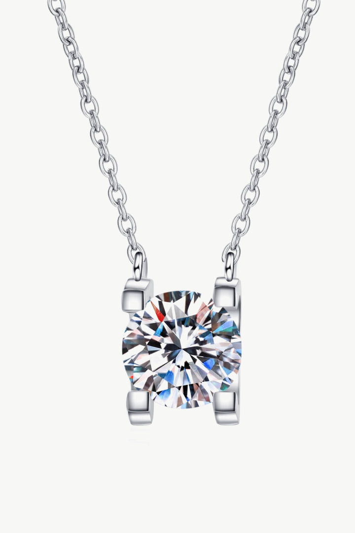 1 Carat Moissanite Chain Necklace Silver