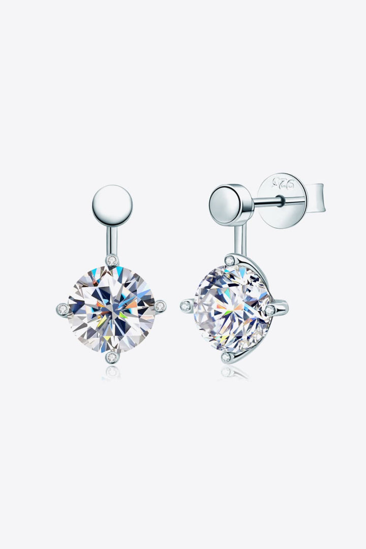 4 Carat Moissanite Drop Earrings Silver