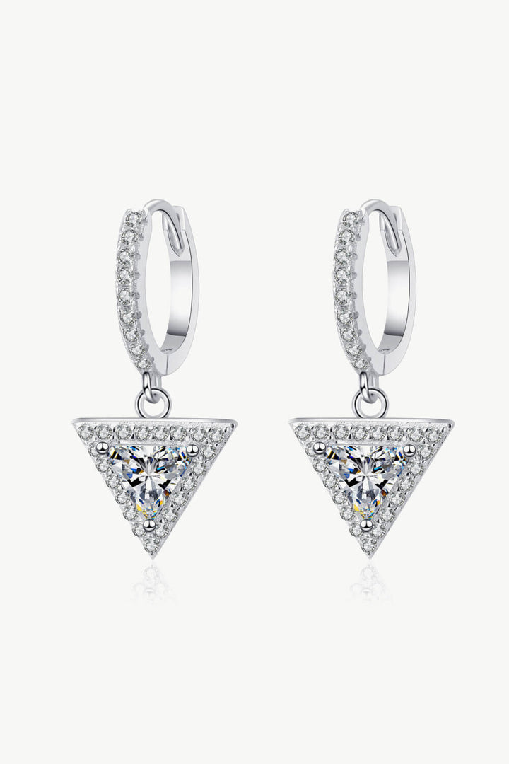 Moissanite Triangle Drop Earrings Silver One Size