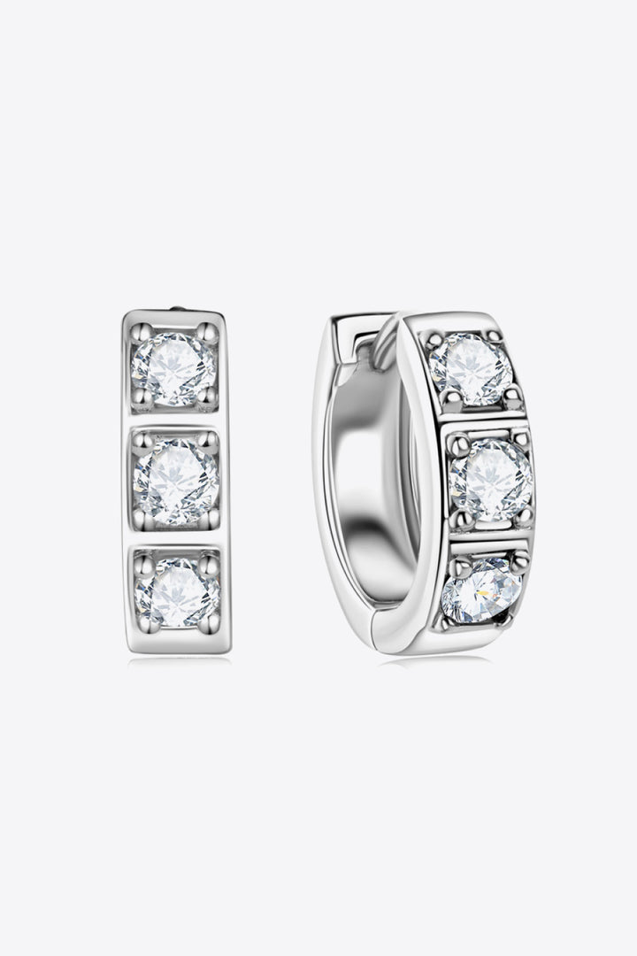 Inlaid Moissanite Huggie Earrings White One Size