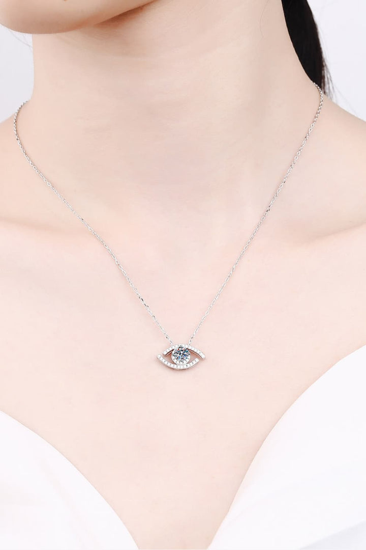 Moissanite Evil Eye Pendant 925 Sterling Silver Necklace Silver One Size