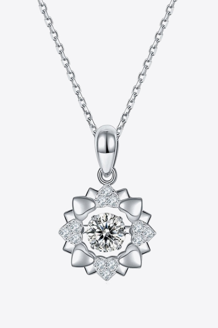 Moissanite Flower Shape Pendant Necklace Silver One Size