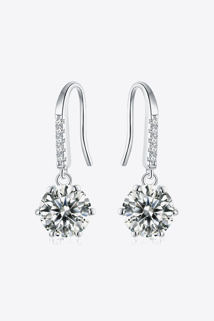 6-Prong Moissanite Drop Earrings Silver