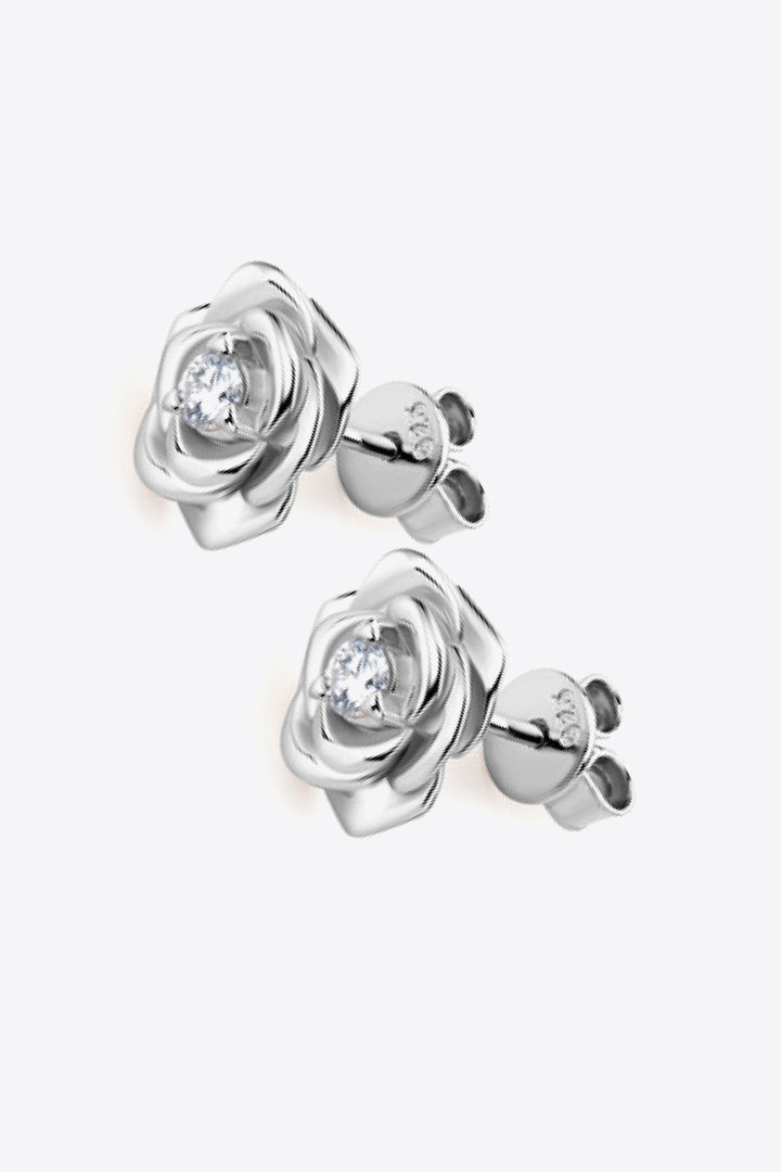 Moissanite Flower 925 Sterling Silver Earrings Silver One Size