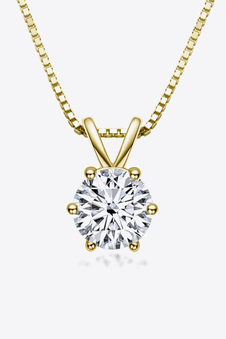 925 Sterling Silver 1 Carat Moissanite Pendant Necklace Gold