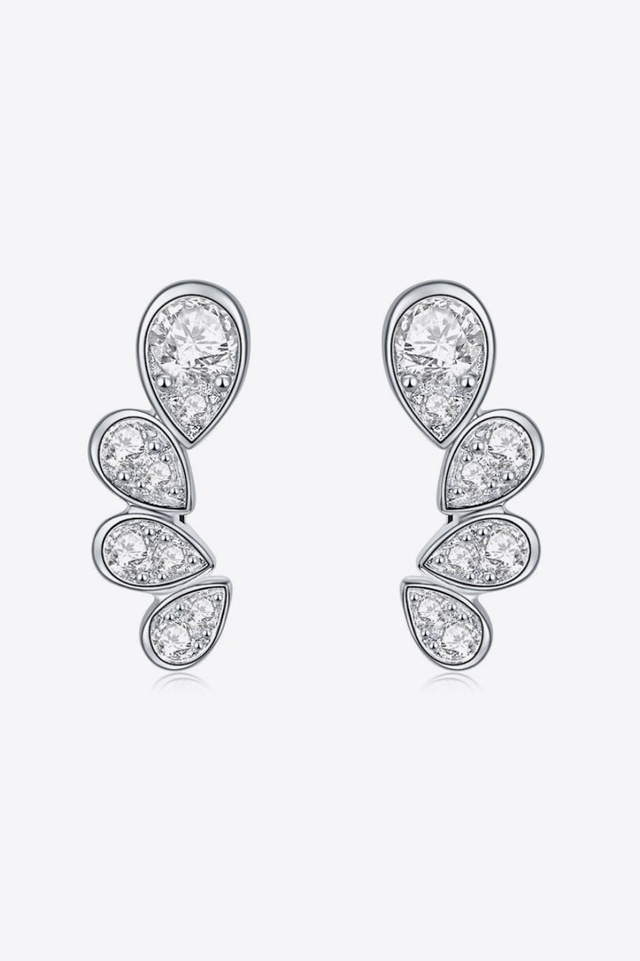 Pear Shape Moissanite Earrings Silver One Size