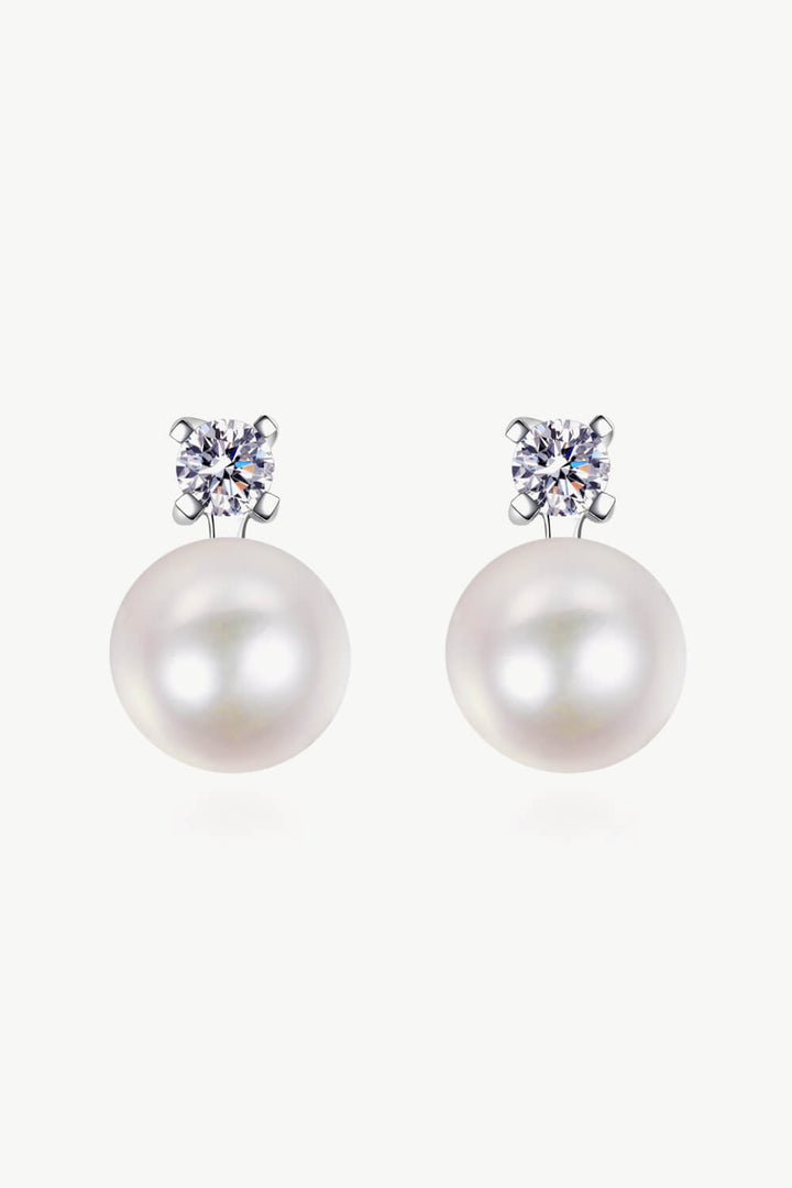 Moissanite Pearl Stud Earrings Pearl One Size