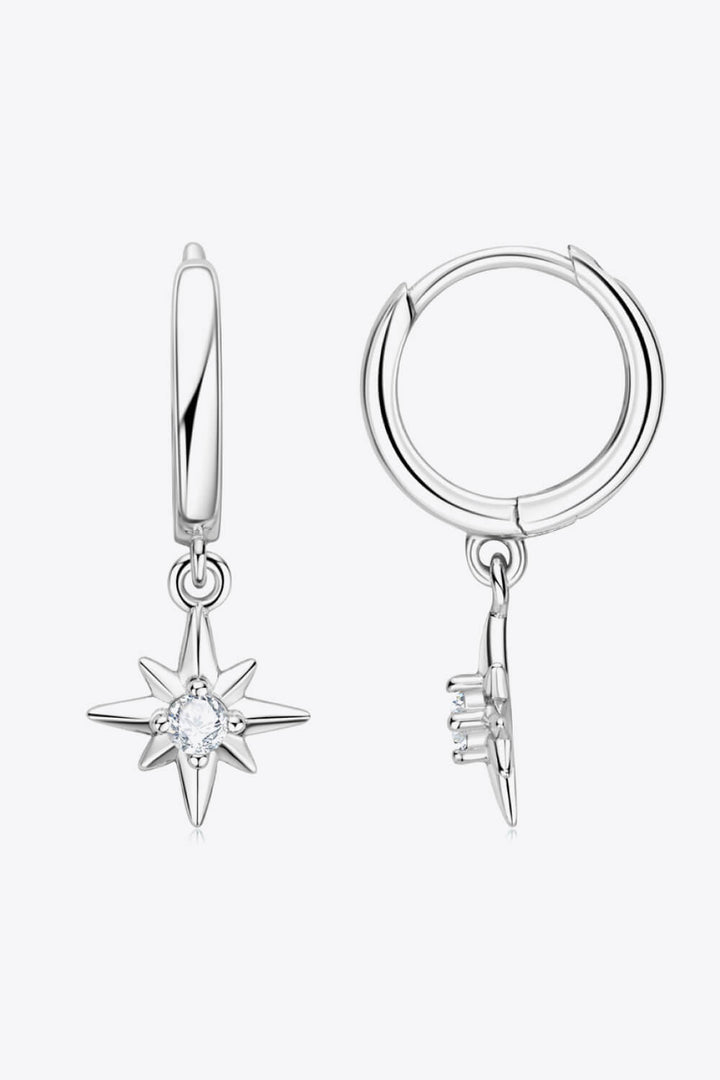 Moissanite Star Drop Earrings Silver One Size