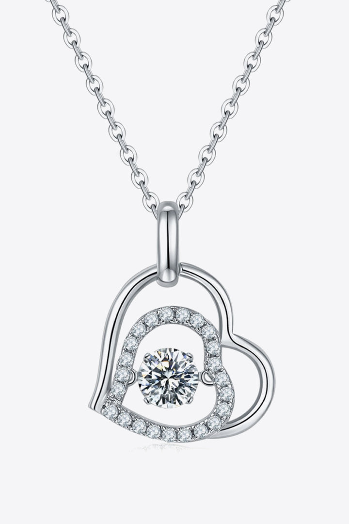 Moissanite Heart Pendant Necklace Silver One Size