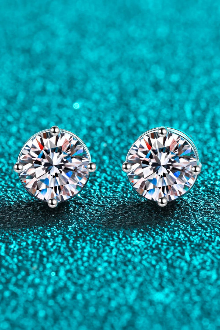 2 Carat Moissanite Rhodium-Plated Stud Earrings Silver