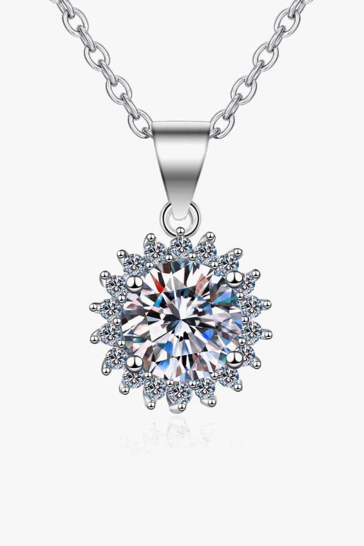 925 Sterling Silver Moissanite Pendant Necklace Silver