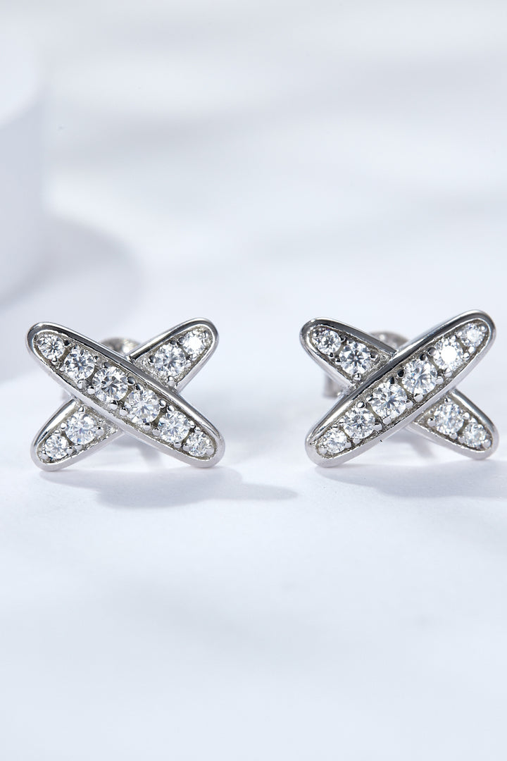 925 Sterling Silver X-Shape Moissanite Earrings Silver