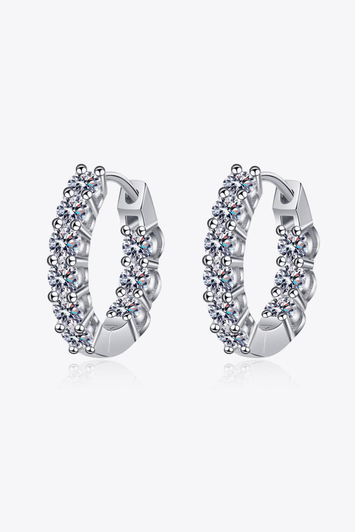 1.8 Carat Moissanite Hoop Earrings Silver