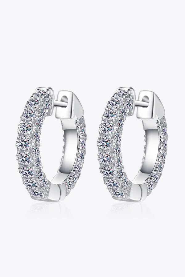 925 Sterling Silver Moissanite Huggie Earrings Silver