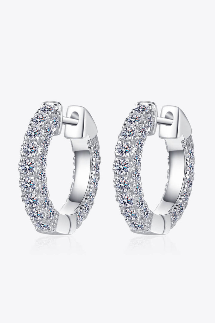 925 Sterling Silver Moissanite Huggie Earrings Silver