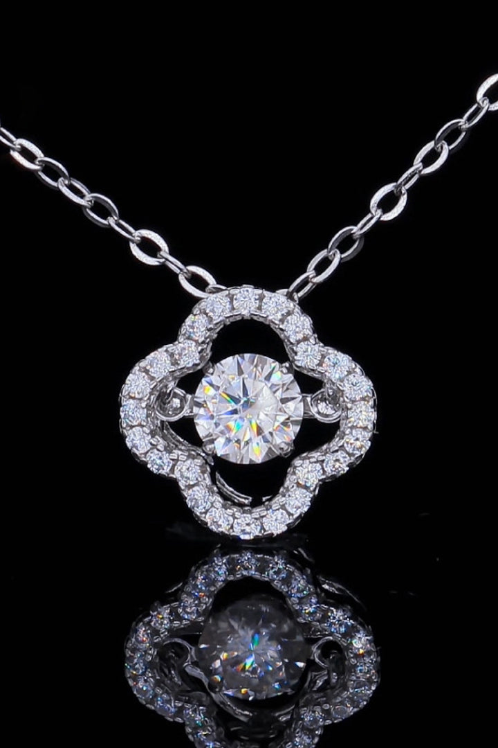 925 Sterling Silver Moissanite Flower Pendant Necklace Silver