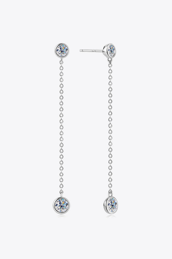 Moissanite Chain Earrings Silver One Size