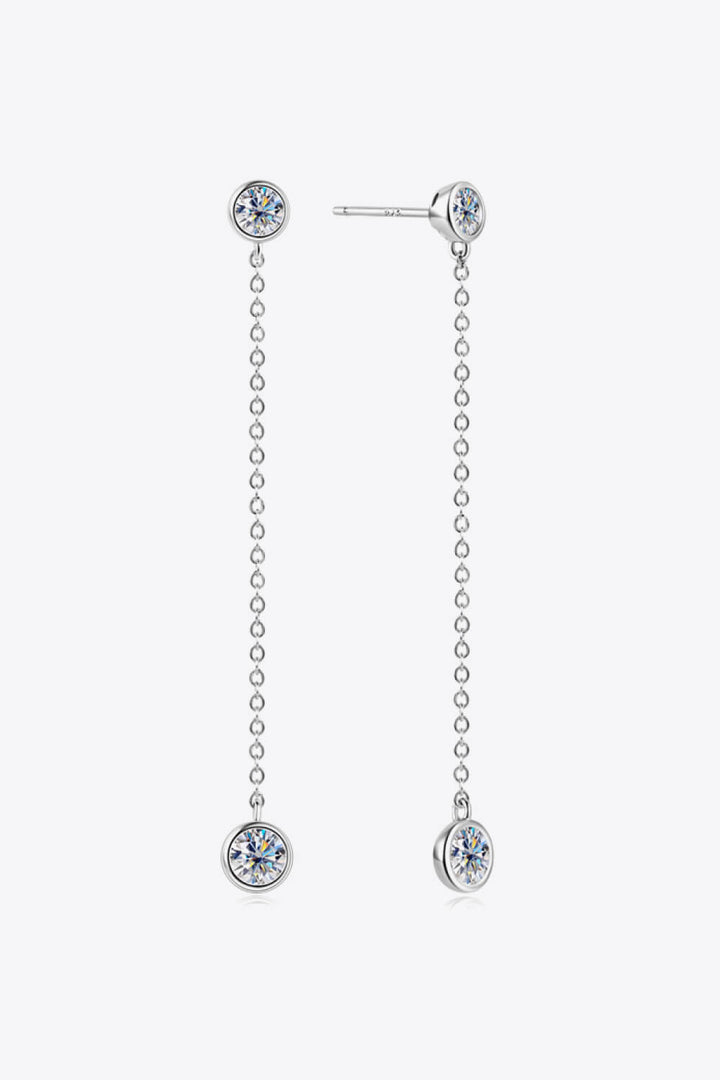 Moissanite Chain Earrings Silver One Size