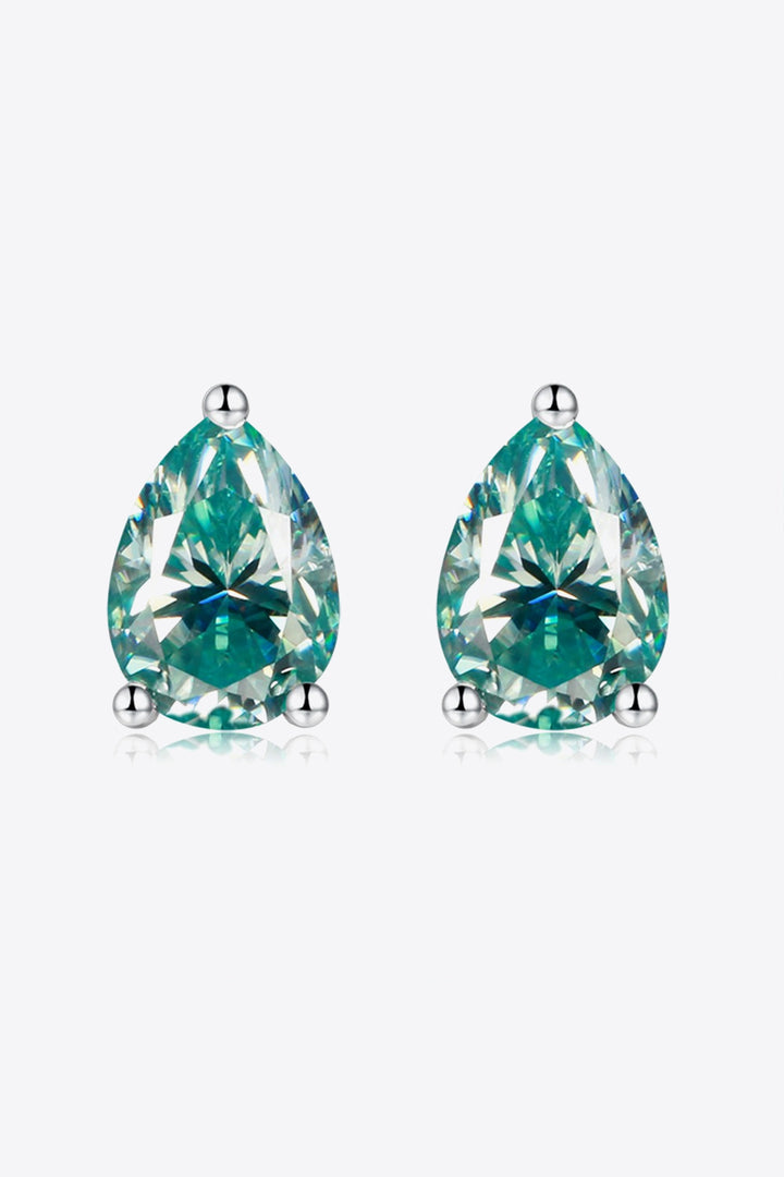 2 Carat Moissanite Teardrop Earrings Teal