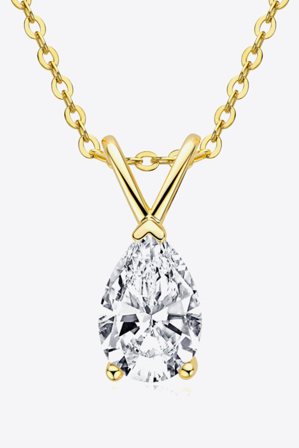 1.5 Carat Moissanite Pendant 925 Sterling Silver Necklace Gold