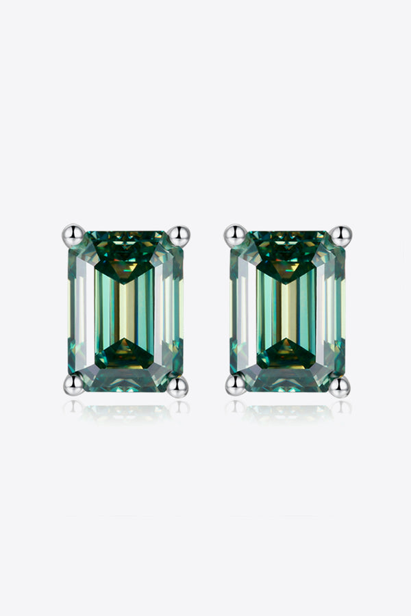 2 Carat Moissanite Stud Earrings in Green Green